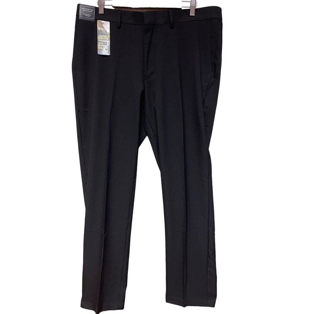 NEW! Haggar Premium Comfort Slim Wrinkle Free Black Dress Pants 38 x 32 Men's - Picture 2 of 7